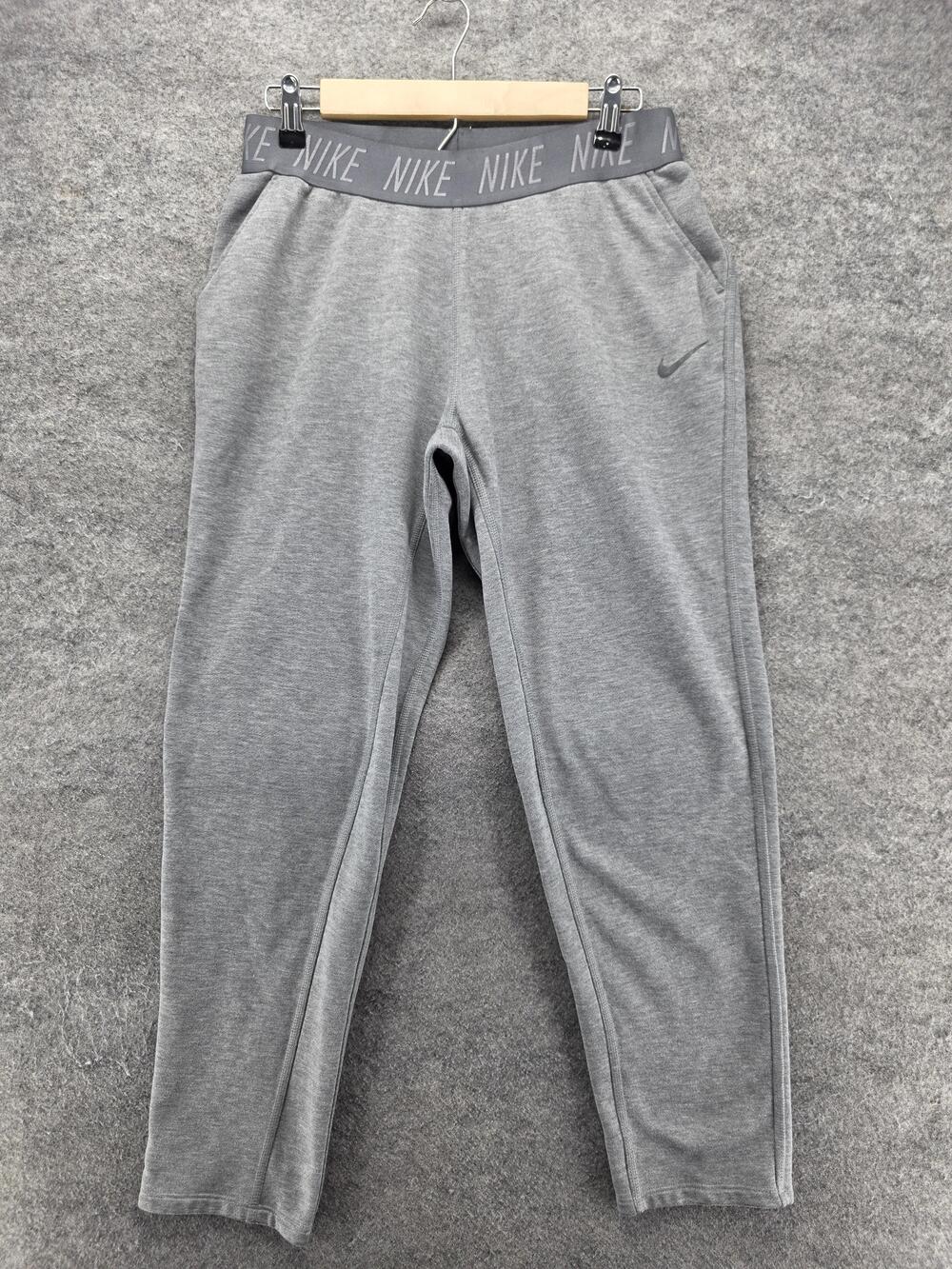 Nike Pants Mens L Gray Sweatpants Dri-FIT Fleece Elastic Waist Pockets